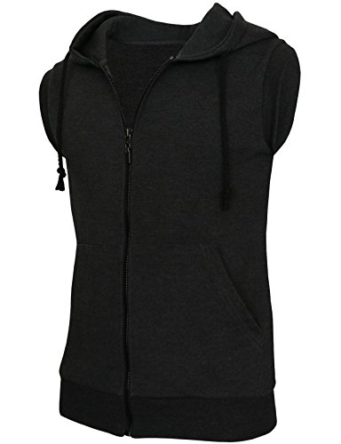 BCPOLO Men's Casual Zip-Hoodie Vest Cotton Sleeveless Zip up Hoodie Vest