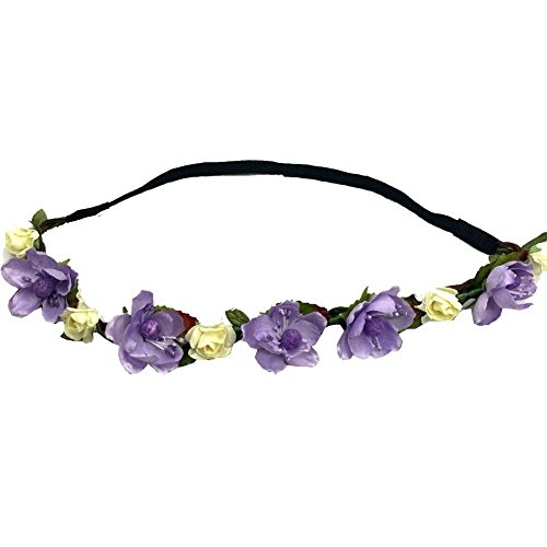 Floral Fall Cute Stretch Flower Crown Party Headband Wedding Hair Wreath F-003 Purple Floral Fall Cute Stretch Flower Crown Party Headband Wedding Hair Wreath F-003 Purple