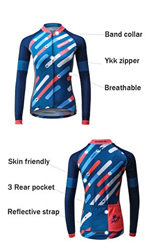 Mysenlan – Calça feminina de ciclismo, manga comprida, respirável, jérsei acolchoado 3D, calça compr