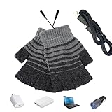 Guantes de invierno con calefacción, para hombres y mujeres, guantes de invierno sin dedos, guantes de calor para invierno, guantes calentadores de manos USB para escribir, conducir, trabajar y montar
