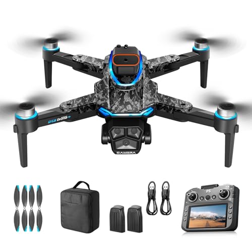 Camouflage Drone Toy with Camera for Adults, 5.6'' Touchscreen Remote,Dual Camera Zoom, Smart Obstacle Avoidance,2 Battery Life,for Beginner and Family Outdoor Fun