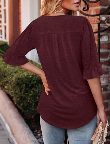 CHICZONE Womens 3/4 Length Bell Sleeve Tops Loose Summer Tunic Shirts Dressy Casual Blouses4