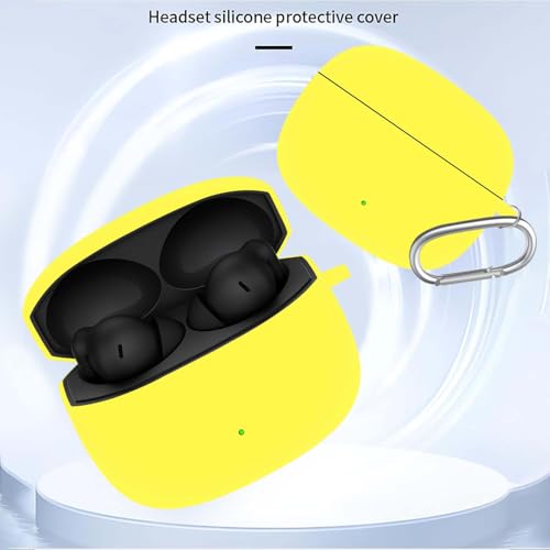 Image of Anvique Silicone Case Cover for Oneplus Nord Buds 4 Pro, Scratch Resistance, Shock Absorption, with Premium Carabiner (Yellow R)