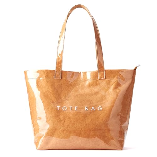 Image of KALIDI PVC Zipper Tote Bag, Jelly Kraft Paper Beach Bag Large Hobo Carry All Travel Shopping Handbag Plastic Shoulder Bag