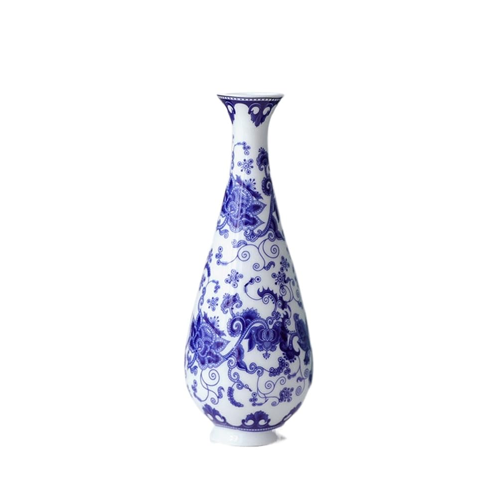 asdchZen Small Blue And White Ceramic Vase, Chinoiserie Ceramic Vase,Jingdezhen Collection Porcelain Vase, Decorative Porcelain Vase, Centerpiece Table Decoration Arrangement,A