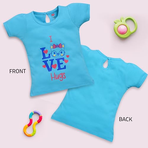 Image of LuvLap Baby Girls Regular Fit 100% Cotton Half Sleeves Girls Top Pack of 5