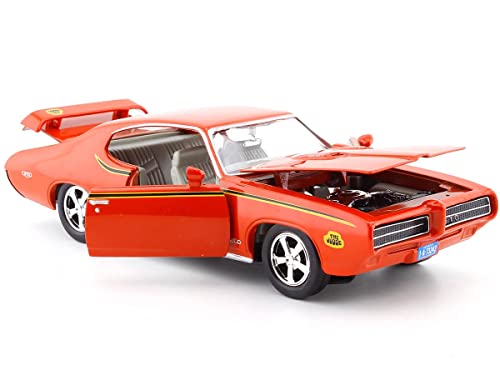 1969 Pontiac GTO, Naranja, escala 1:24 modelo diecast miniatura 5