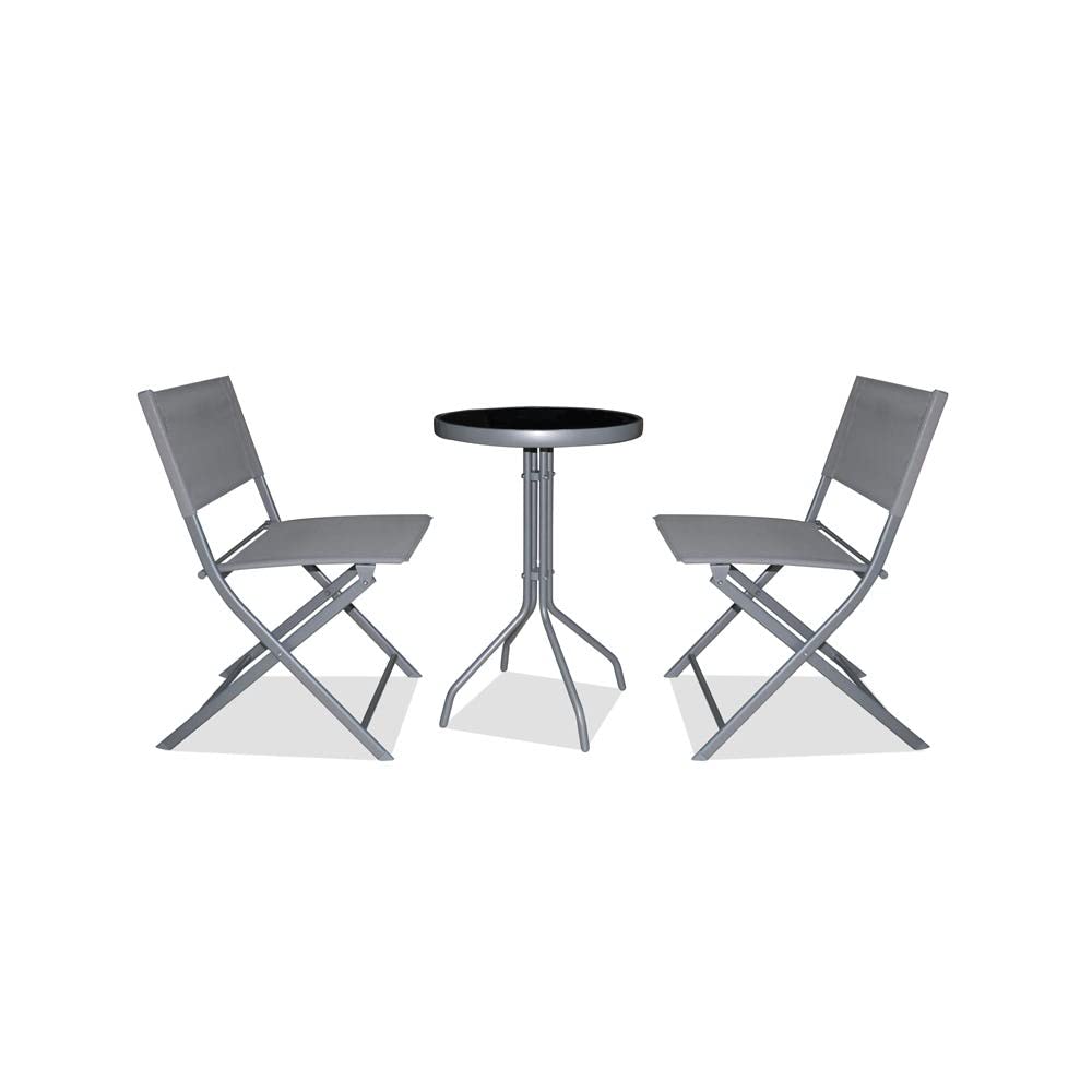 Danube Home Angela Textilene Bistro Set (Set of 3 Pieces), L150 x W52 x D42 cm - Grey