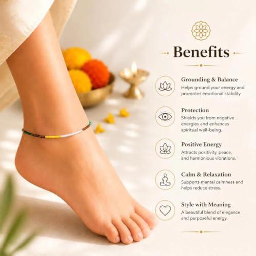 Image of Foot Bracelet for Women | Spiritual Crystal-Inspired Jewellery for Meditation & Daily Wear | Adjustable Ankle Bracelet