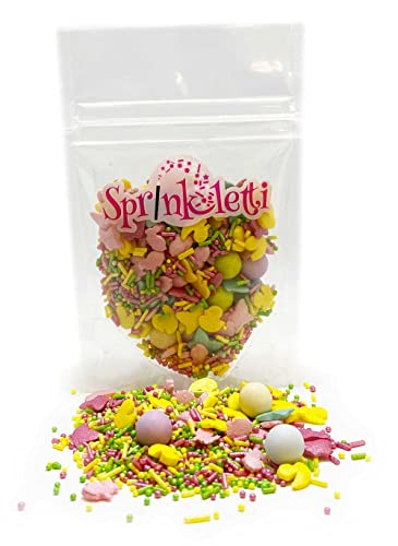 Sprinkletti - Cutie Pie - 30g. A beautiful pastel mix of shapes including bunnies and ducks, sprinkles and sugar coated chocoballs. Ideal for all your themed cakes and bakes.(Cutie Pie)