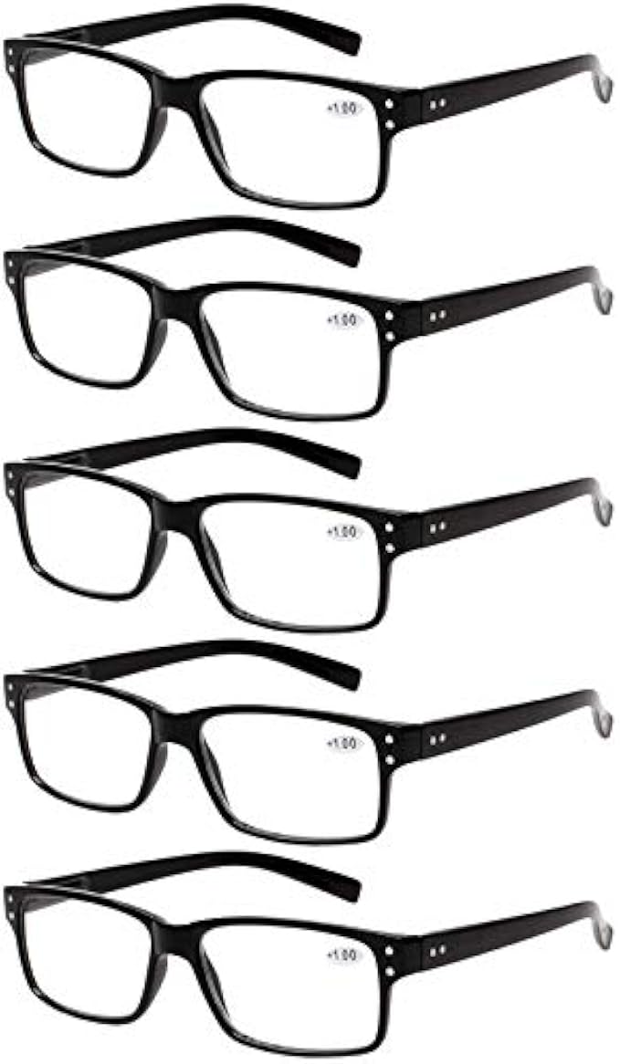NORPERWIS Reading Glasses 5 Pairs Quality Readers Spring Hinge Glasses for Reading for Men and Women (5 Pack Black, 2.50)