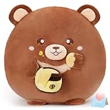 CozyWorld 12“ Honey Bear Plush Pillow,Teddy Bear Plush Stuffed Animal Gifts for Girlfriend Kids,Ultra Soft Snacks Plush Toy,Brown Bear with Honey Pot