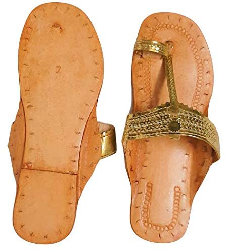 EthnicVibes Kolhapuri - Scarpe basse da donna in pelle morbida Chappal etnico indiano Jutti Khussa ST413