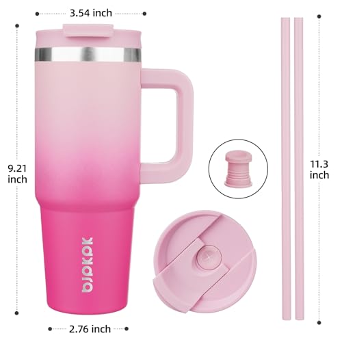 Image of BJPKPK 30oz Stainless Steel Insulated Tumbler With Handle And Lid Straw Travel Coffee Mug Thermal Cup,Cherry Blossom