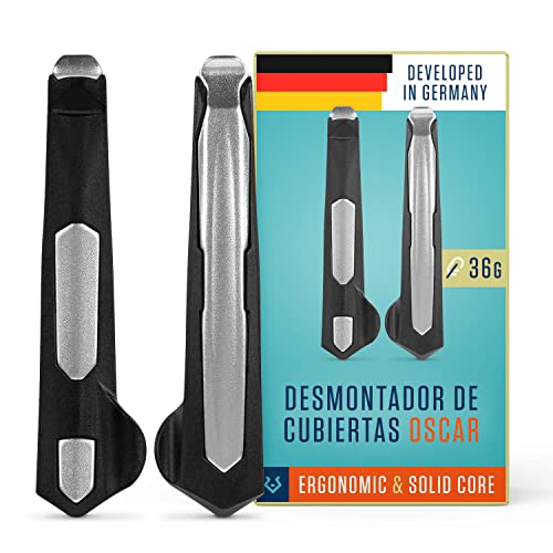 Alphatrail Desmontador de Cubiertas Oscar - Set de 2 I El Fuerte núcleo de Aluminio (36g Peso Total) I Longitud óptima de la Palanca I para Schwalbe, Michelin, Continental, Maxxis etc Cover