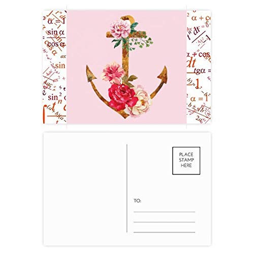 Jeu de cartes postales aquarelle rose ancre fleur merci format 5,7x3,8 pouces multicolor