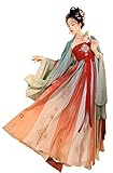 Angcoco Women's Classical Tang Dynasty Embroideried Exquisite Pattern Ancient Chinese Traditional Costumes Hanfu Dress Green