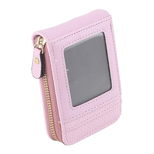 Qalvona Card Bag with, Mini Portable PU Wallet, Antimagnetic ID Card Holder, Lightweight - Durable Material, Large Capacity, Compact and Fashionable for Everyday Use (Light Purple)