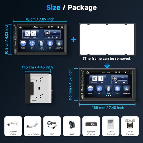 Radio doble din inalámbrico con pantalla táctil 7 pulg. miniatura 7