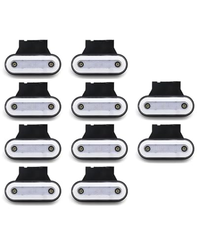 テール ランプ トラック用ターンシグナルライト 6/8/10個 12V 24V LED 丸型トレーラーサイドマーカー(10x white)
