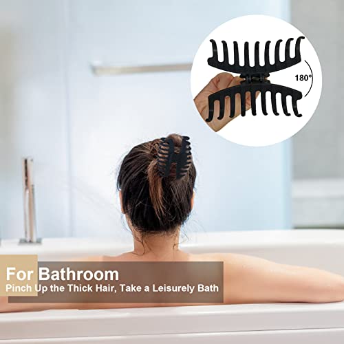 Large Hair Clips For Women, 4.33Inch Claw Clips For Thin Thick Curly Hair 90'S Strong Hold, 4 Style Non Slip Big Flower Square Matte Jaw Clip, Hair Clutch Girls Woman Neutral Black White Clamps #TOP5