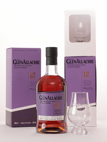 The GlenAllachie 12 Year Old Single Malt Scotch With Branded Glass | Whisky Gift Set - 46% ABV