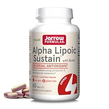 Jarrow Formulas Alpha Lipoic Sustain with Biotin, 300 mg Alpha Lipoic Acid, Universal Antioxidant, Dietary Supplement, 60 Vegan Tablets, Up to a 60 Day Supply