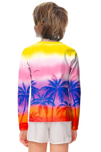 Image of AOBUTE Unisex Kids Rash Guard Long Sleeve SPF 50+ Sun Shirt UV Protection Swim Shirts 3-12 Years