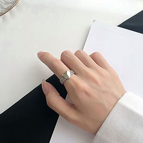 Vintage Layered Loving Heart Statement Ring for Women Silvery Expandable Adjustable Open Wrap Twisted Finger Rings Comfort Fit Retro Promise Engagement Wedding Eternity Jewelry Gift2