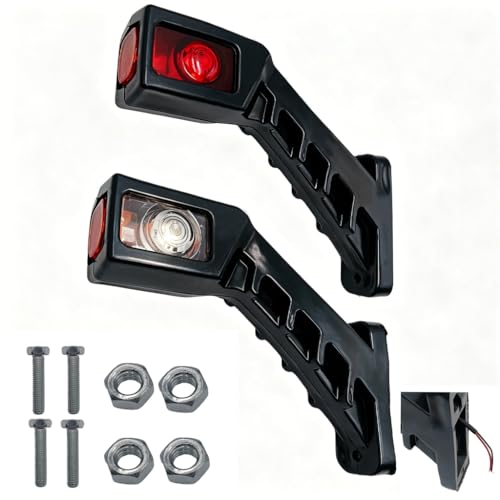 Elixvane Lot de 2 Feux de Position Latéraux LED 12V/24V, Lampe de Feux Gabarit Latéral Rouge/Blanc/Orange Étanche IP65 Universel pour Camion, Remorque,...