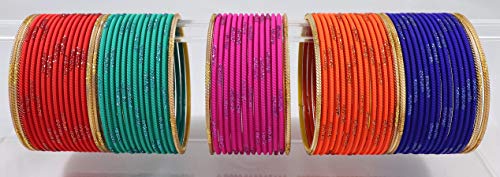 Image of NMII Non-Precious Metal with Base Metal Spreads with Zari Glossy Finished Premium Traditional Bridal Chuda Bangle set for Women and Girls