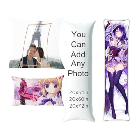 Drsbbaep Personalized Body Pillow Case with Any Picture Text Two-Sides Printed Anime Character Pillow Cover 20x60 Inch Custom Love Photo Throw Pillowcases Cover