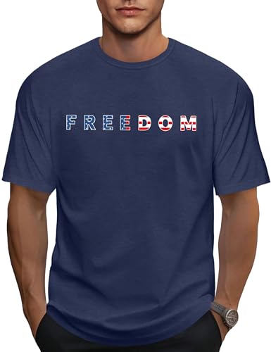 Image of Ithalt Men's American Flag Shirt 4th of July T-Shirt USA Patriotic Tee Shirt Independence Day Top