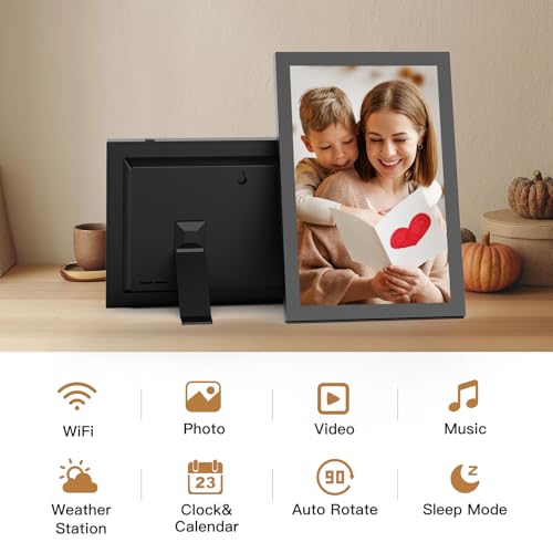 Image of 10.1-inch Digital Picture Frame WiFi-Photo-Frame - 16GB Smart Frame, IPS Touch Screen, Auto-Rotate, Slideshow, Load Photo Video from Phone to Digital Frame Via App Email, Free Cloud, Gifts for Mom Dad