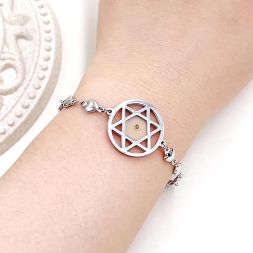Image of Uloveido Stainless Steel Heart Chain Link Bracelet - Religious Inspirational Mustard Seed Charm Bracelet for Women Lady Y4431