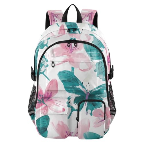 Mochila para laptop grande de teñido anudado verde, soluciona el espacio para la universidad