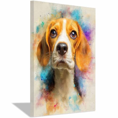 Tableau sur toile chien HUYEEI cadre mural prêt à suspendre pour décoration salon rapide