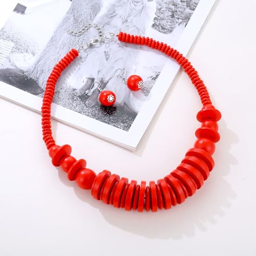 ZYLLCHEN Conjunto de colar com contas exageradas, estilo africano, brincos e colar de declaração, Zi