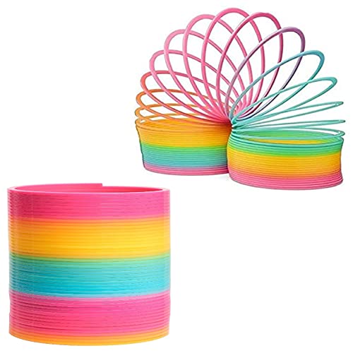 PartyPack 3X Große Treppenhüpfer, Regenbogenspirale Spielzeug, im Box, 6.5 cm Diameter, Treppenläufer Spirale für Kinder, Fidget Toy für Alt und Jung, Spirale Kinderspielzeug, Rainbow Treppenlaufer.
