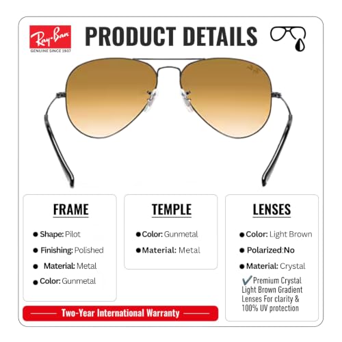 Image of Ray-Ban RB3025 AVIATOR GRADIENT Pilot Shaped Sunglasses for Men & Women with Official RAYBAN Eyewear Kit