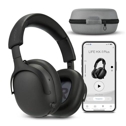 MEDION Casque Over Ear HX-1 Plus (sans Fil, réduction de Bruit Feed Forward, Bluetooth 6.0, 5+1 préréglages EQ, Jusqu’à 100 h d’autonomie, Protection Anti-éclaboussures IPX4), Noir