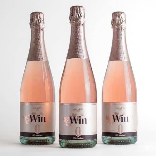 WIN Espumoso Rosé Sin Alcohol – Pack de 3 Botellas x 75 cl | Vino Rosado Espumoso Desalcoholizado 0% Vol. Tempranillo y Verdejo