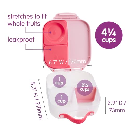 Image of b.box Lunch Box for Big Eaters All Ages - 8.5 Cup Leak Proof Bento Box with 4 Compartments, School Lunch Container with Ice Pack, Dishwasher Safe, BPA-Free, PFAS-Free - Flamingo Fizz