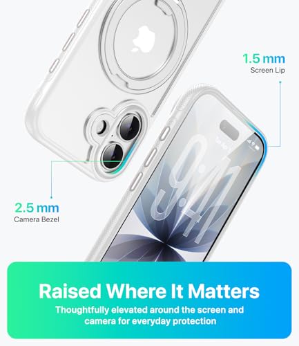 Image of for iPhone 17 Case, Compatible with MagSafe, Slim Shockproof Military-Grade Rugged Protective Case with Stand, Camera Control, Comfort Grip (B-White, iPhone 17)