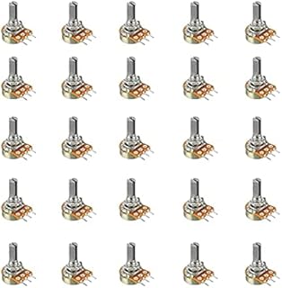 EDOBLUE 25pcs WH148 Single-Joint Potentiometer 10K 15MM 3PINS B10K Variable Resistors 15mm Shaft 3Pins Ohm Potentiometer