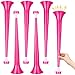 6 Pcs Stadium Horn 21 Inch Vuvuzela Plastic Collapsible Cheering Trumpets for Sporting Events Football Carnival Party Supplies (Pink)