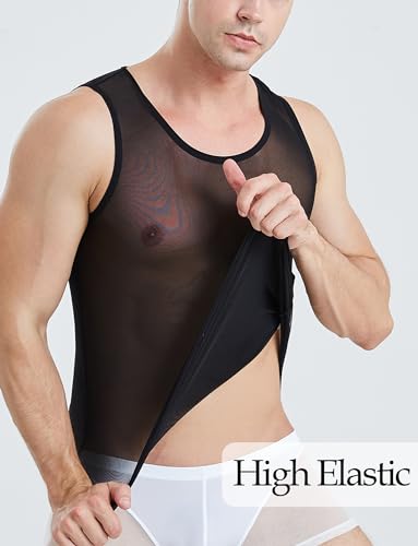 Panegy Men Sheer Mesh Tank Top Sleeveelss Fitted Gym Muscle Undershirt Round Neck Pullover Top Tees4