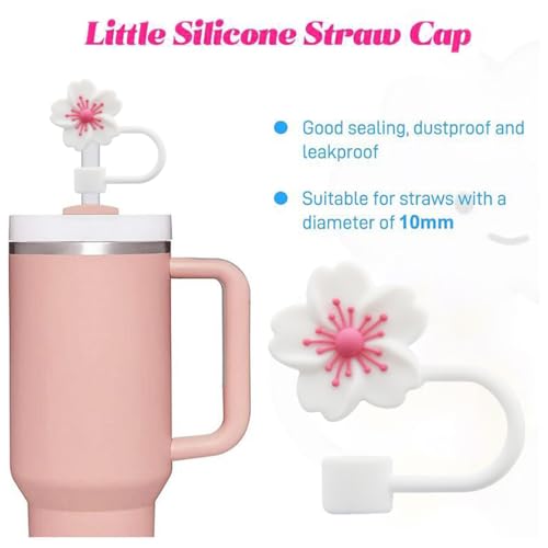 Image of Straw Cover Cap for Stanley Cup,Silicone Straw Topper 10 mm 0.4 in Reusable Straw Tips Lids,Straw Tip Covers for Stanley Cups Accessories