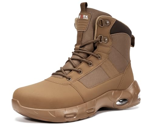 Image of LARNMERN Steel Toe Boot Men Non Slip Work Shoe Rainproof Safety Toe Sneaker Side Zipper Industrail Boot High Top Tactical Shoe