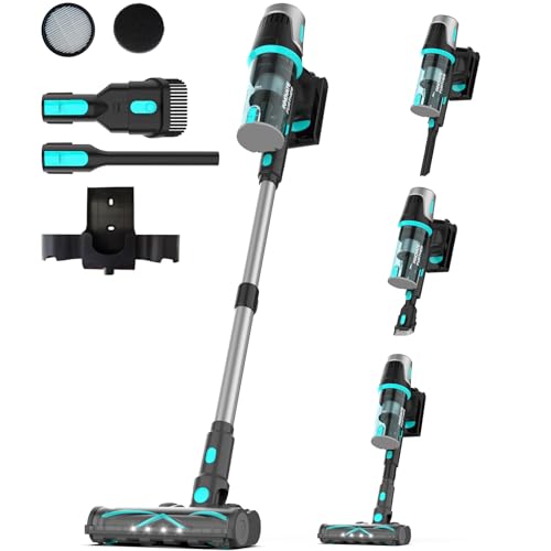 Image of Bagotte Cordless Vacuum Cleaner,65KPa 65Mins Stick Vacuum with Self-Standing,Anti-Tangle Touch Screen LED Display, Detachable Battery Pack, Rechargeable Vacuum Cleaners for Home /Carpet /Pet Hair